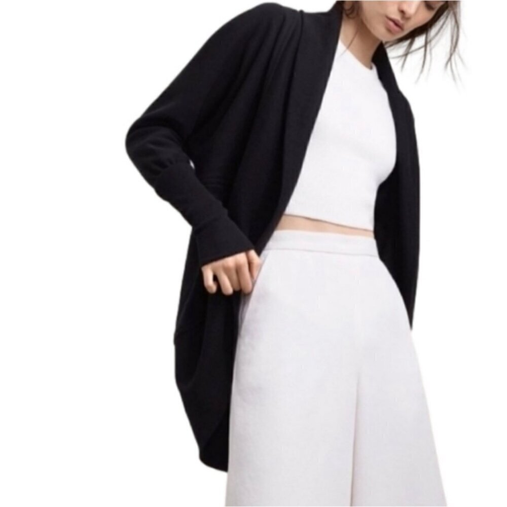 Aritzia Wilfred Diderot Black Sweater Open Front Cocoon Cardigan XXS